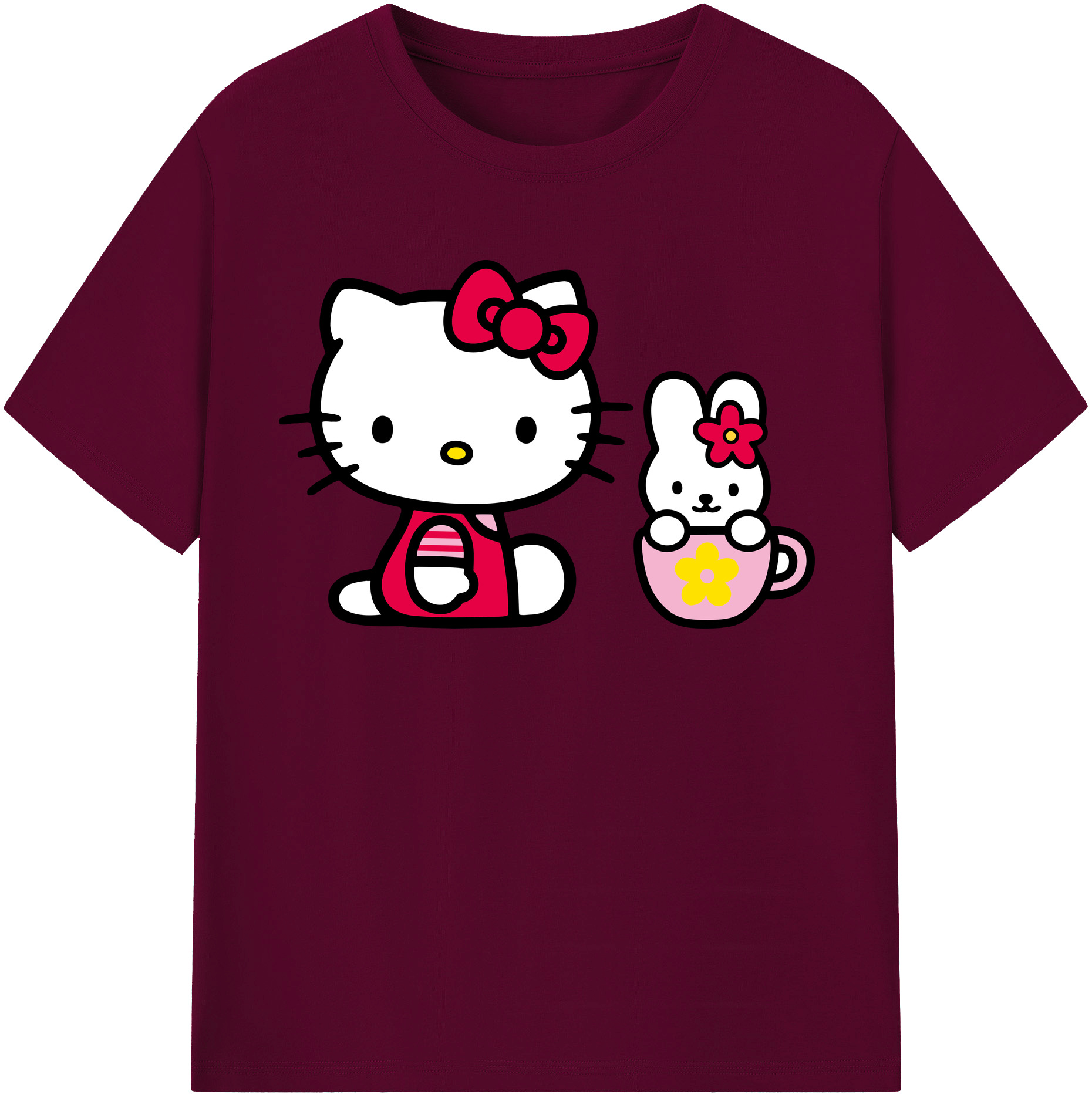 （画像用） Hello Kitty ハローキティ レディースカジュアルプリントTシャツ（綿100％）